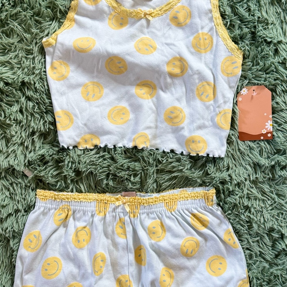 Yellow Smiley Face Pajama Set